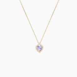 Collier Rosaline Or Jaune Amethyste Et Oxyde De Zirconium