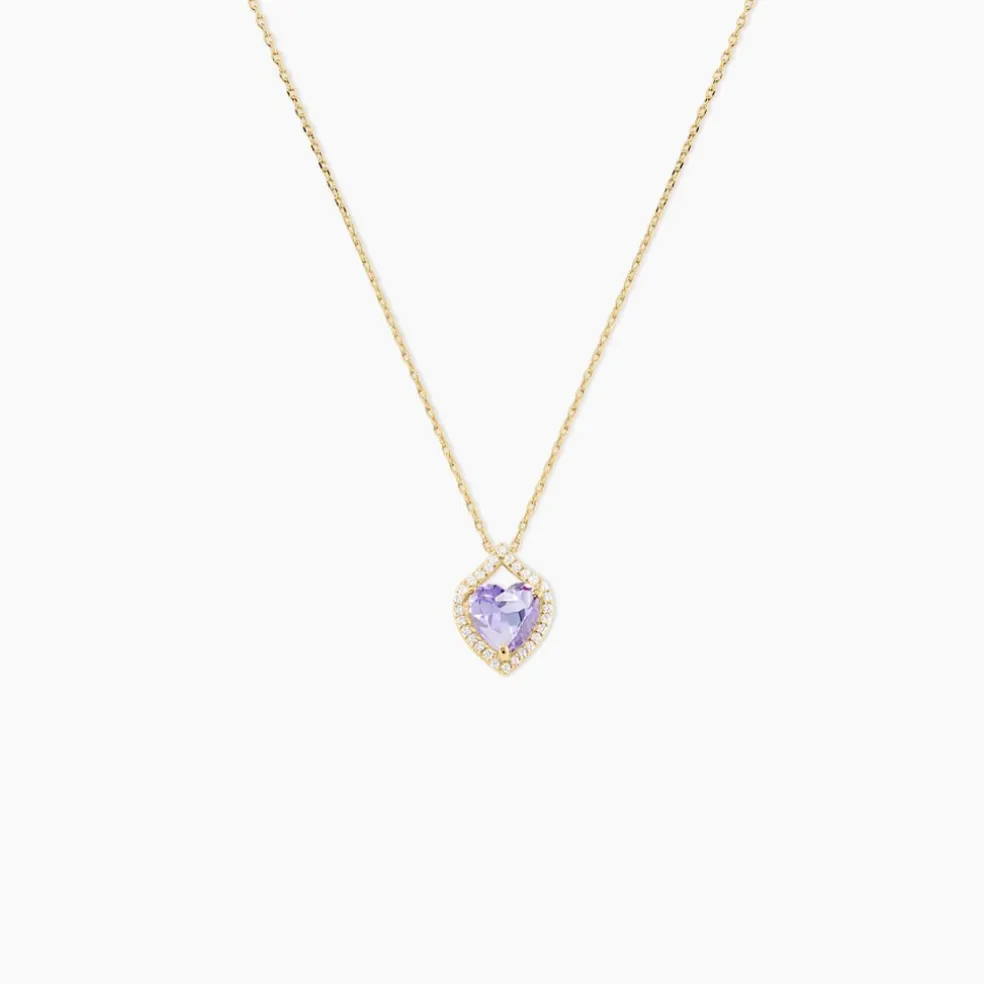 Collier Rosaline Or Jaune Amethyste Et Oxyde De Zirconium