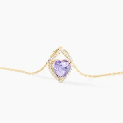Collier Rosaline Or Jaune Amethyste Et Oxyde De Zirconium