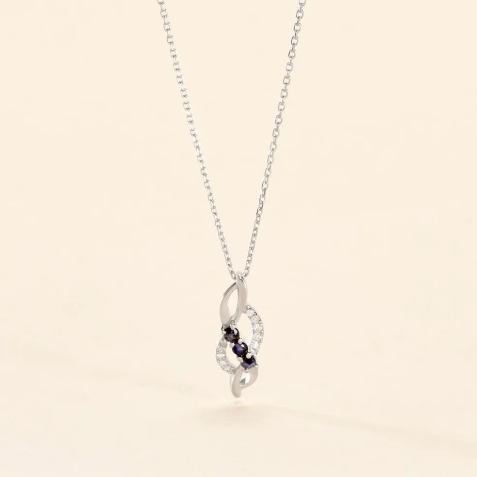 Collier Rosalyne Or Blanc Saphir Et Diamant