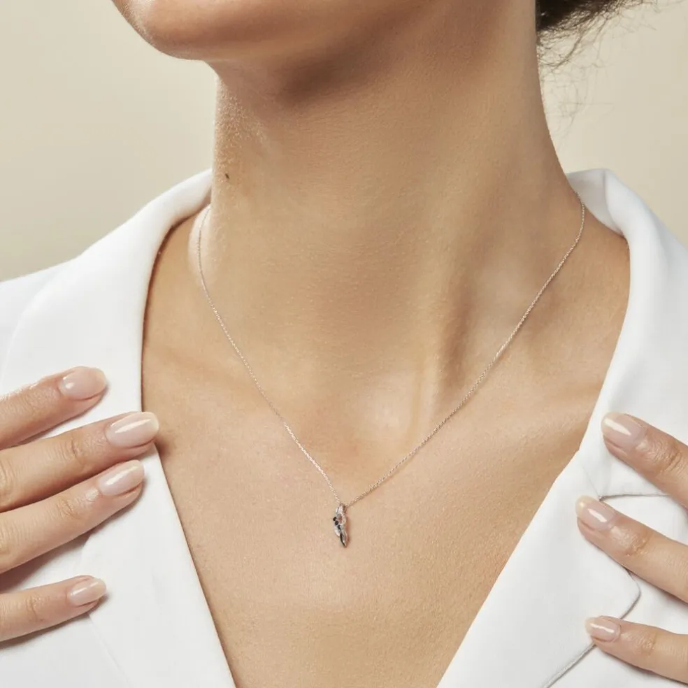 Collier Rosalyne Or Blanc Saphir Et Diamant