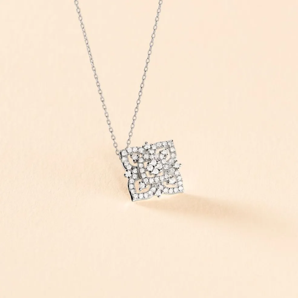 Collier Rosée Or Blanc Diamant