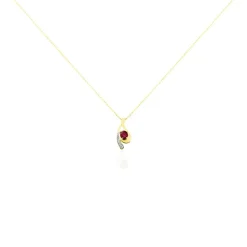 Collier Sagesse Or Jaune Rubis Et Diamant