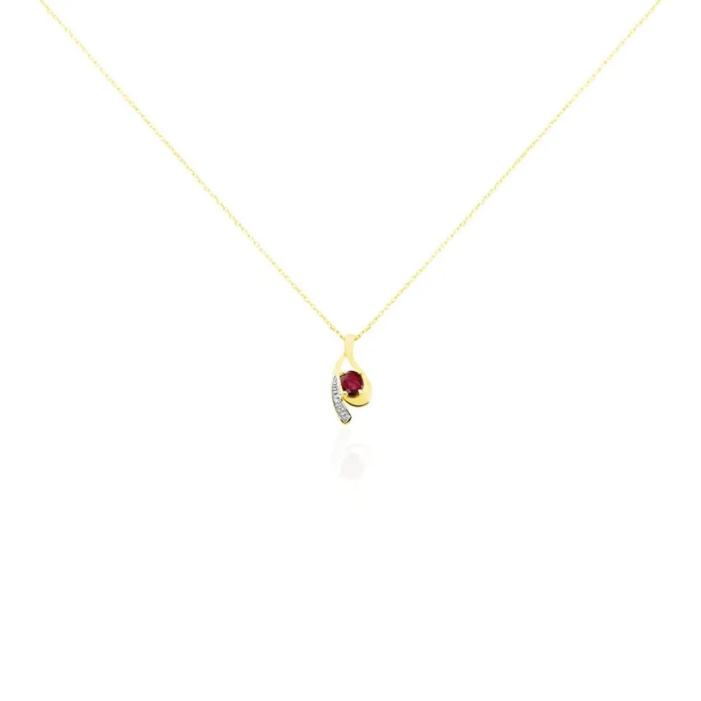 Collier Sagesse Or Jaune Rubis Et Diamant