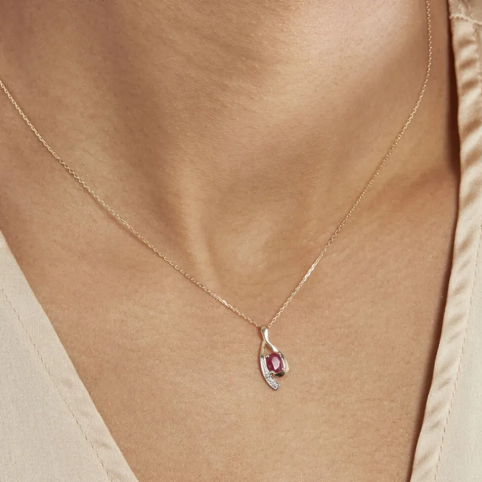 Collier Sagesse Or Jaune Rubis Et Diamant