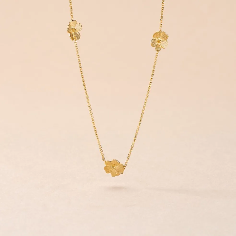 Collier Sakura Love Or Jaune Oxyde De Zirconium