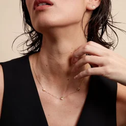 Collier Sakura Love Or Jaune Oxyde De Zirconium