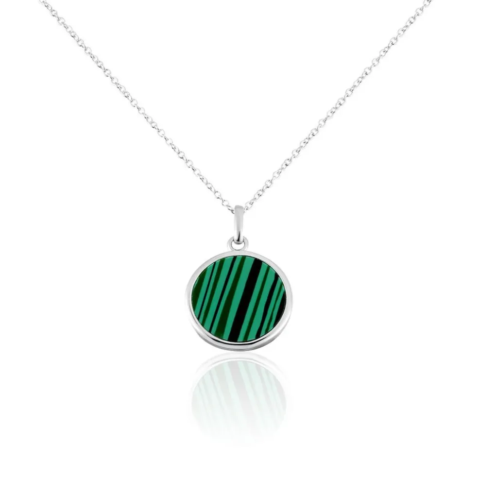 Collier Saül Argent Blanc Malachite