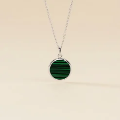 Collier Saül Argent Blanc Malachite
