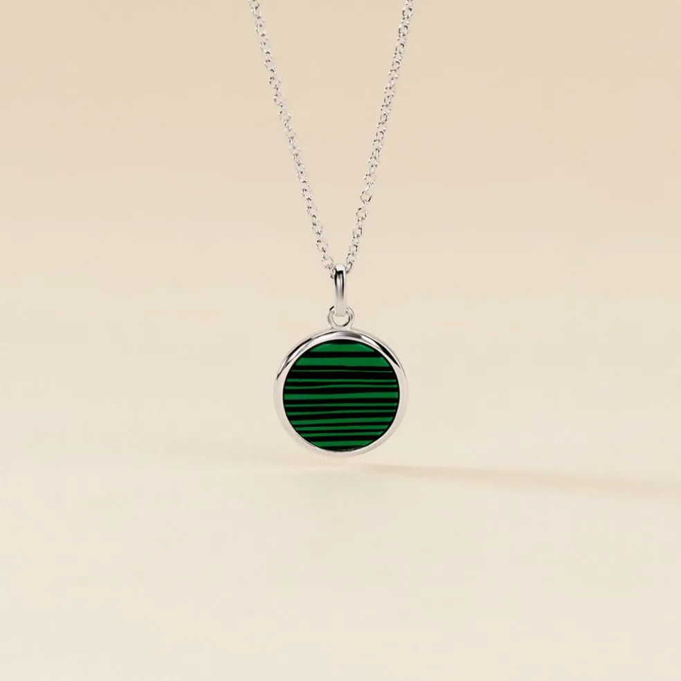 Collier Saül Argent Blanc Malachite