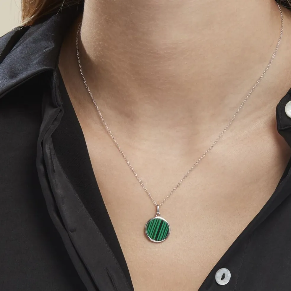 Collier Saül Argent Blanc Malachite