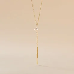 Collier Salman Or Jaune Perle De Culture