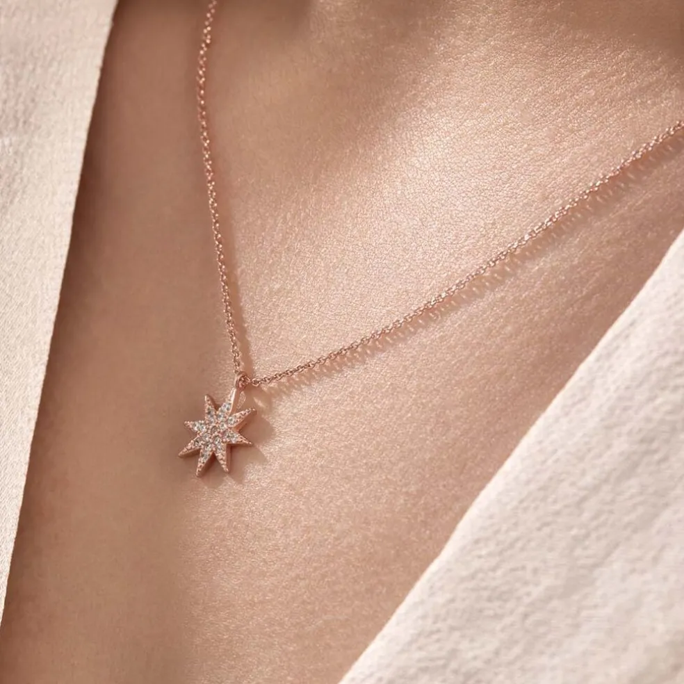 Collier Sarida Argent Rose Oxyde De Zirconium