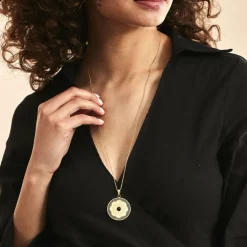 Collier Sautoir Acier Doré  Staffan Agate