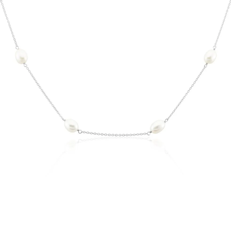 Collier Sautoir Argent Gaspar Perles De Culture 7-8mm 73cm