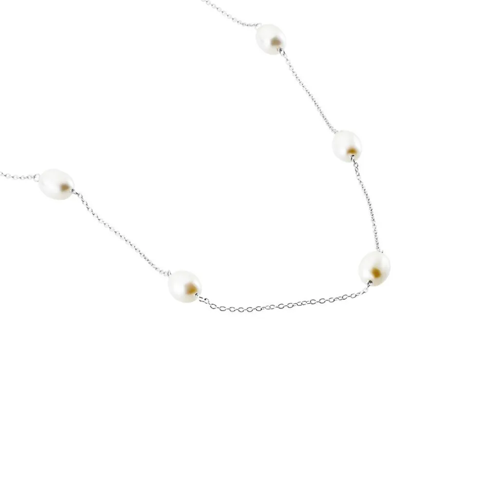 Collier Sautoir Argent Gaspar Perles De Culture 7-8mm 73cm