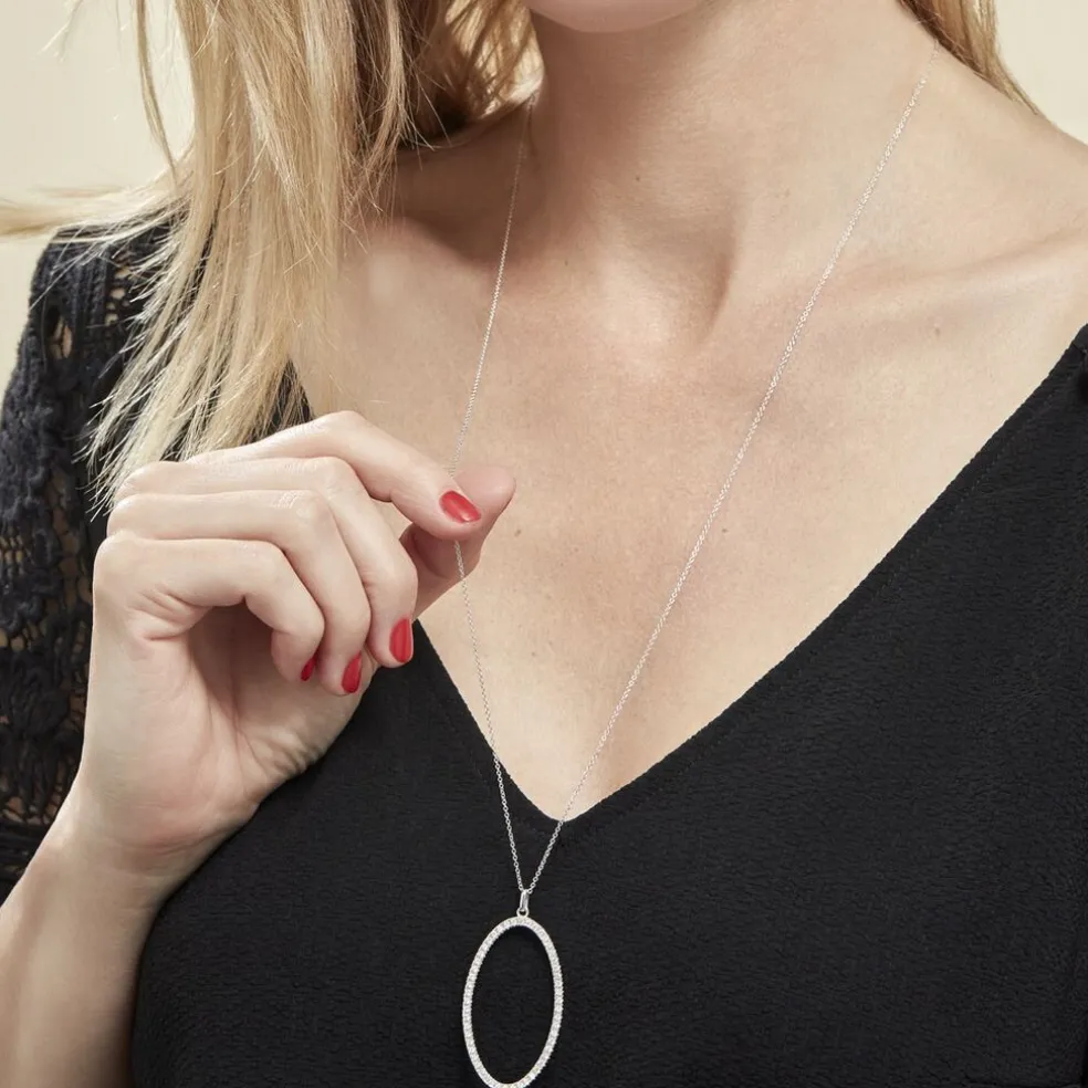 Collier Sautoir Argent Georgy Oxydes De Zirconium