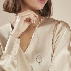 Collier Sautoir Timie Acier Blanc