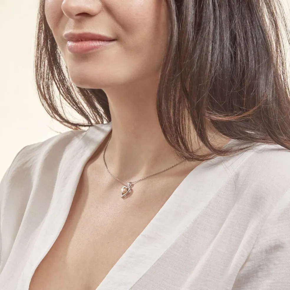 Collier Saynaae Argent Blanc Perle De Culture