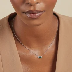 Collier Serafine Argent Blanc Malachite Oxyde De Zirconium