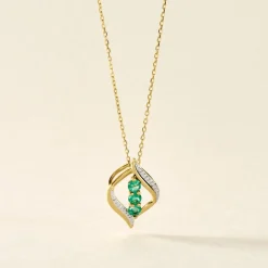 Collier Shahara Or Jaune Emeraude