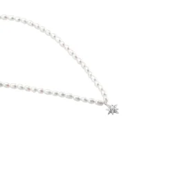 Collier Shelah Argent Blanc Perle De Culture Oxyde De Zirconium