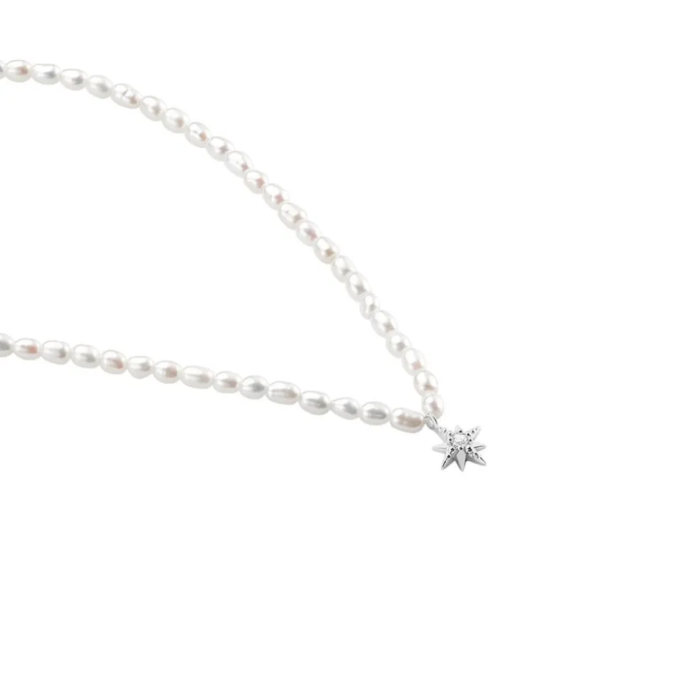 Collier Shelah Argent Blanc Perle De Culture Oxyde De Zirconium