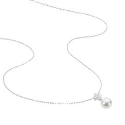 Collier Shirine Argent Blanc Perle De Culture Et Oxyde De Zirconium