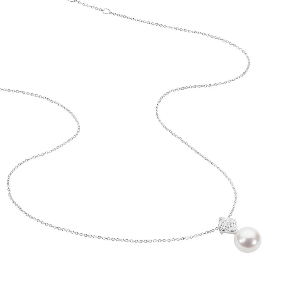 Collier Shirine Argent Blanc Perle De Culture Et Oxyde De Zirconium