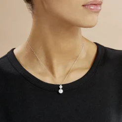 Collier Shirine Argent Blanc Perle De Culture Et Oxyde De Zirconium