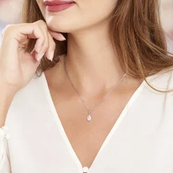 Collier Silvette Argent Blanc Oxyde De Zirconium