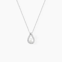 Collier Sohaliaae Argent Blanc Perle De Culture Et Oxyde De Zirconium