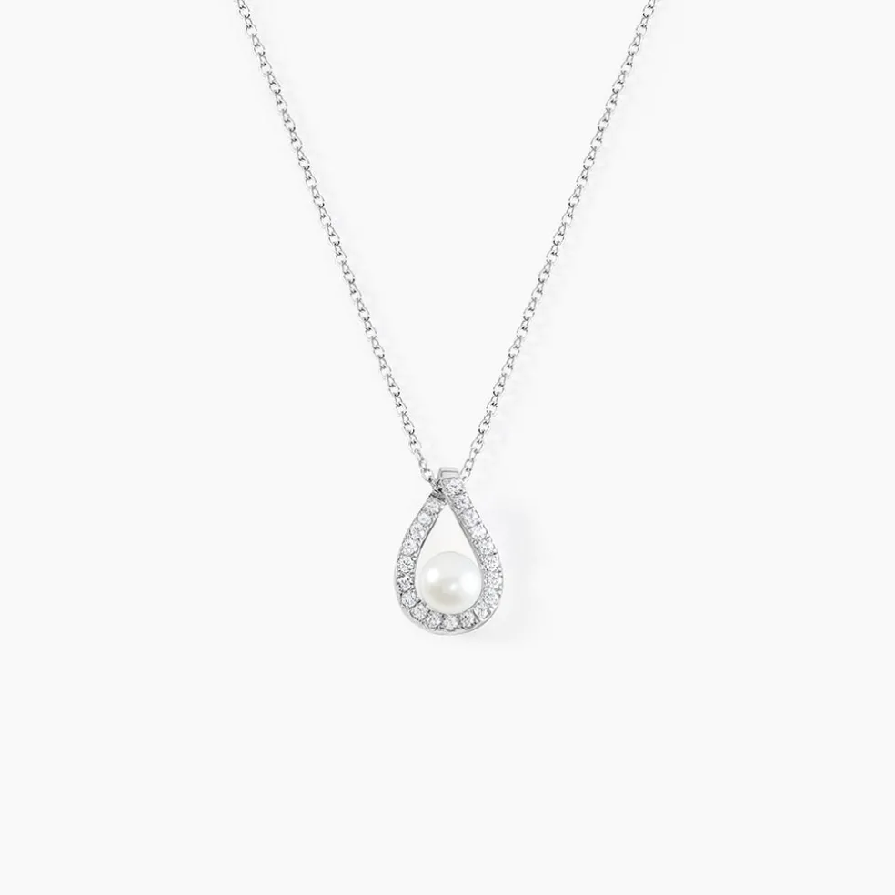 Collier Sohaliaae Argent Blanc Perle De Culture Et Oxyde De Zirconium