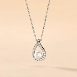 Collier Sohaliaae Argent Blanc Perle De Culture Et Oxyde De Zirconium