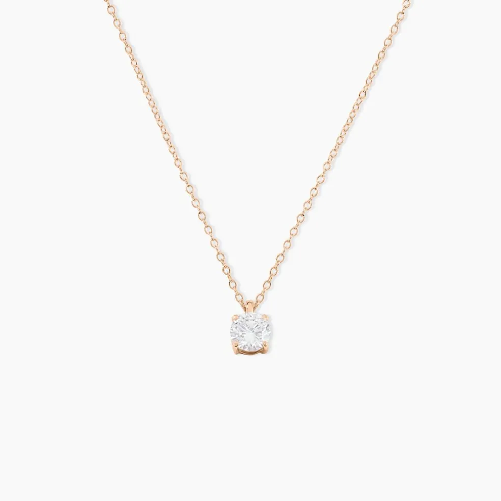 Collier Solitaire Argent Rose Lylwenn Oxyde De Zirconium