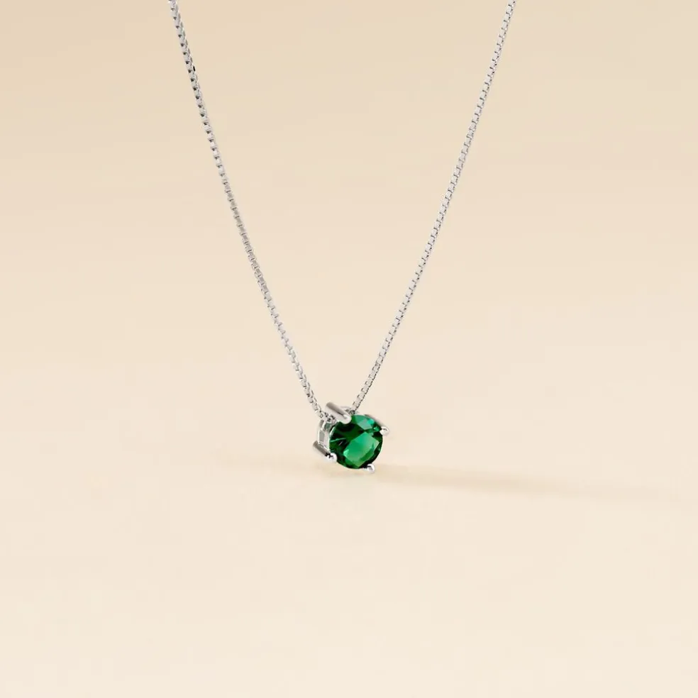 Collier Solitaire Argent Blanc Rio Santa Teresa Oxyde De Zirconium