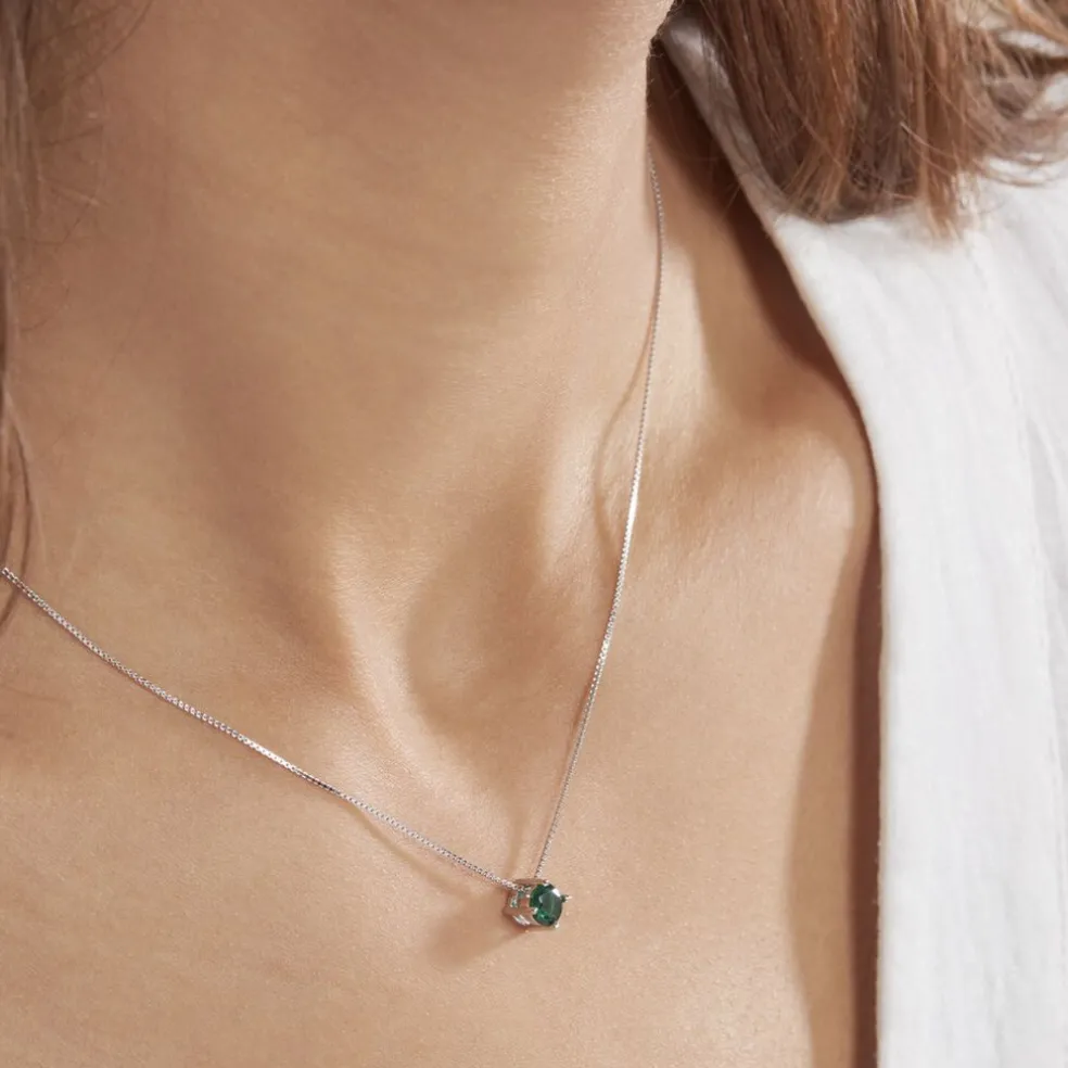 Collier Solitaire Argent Blanc Rio Santa Teresa Oxyde De Zirconium