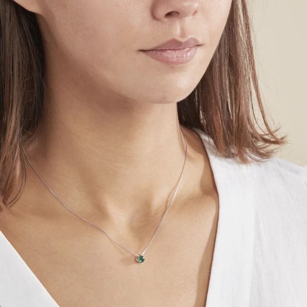 Collier Solitaire Argent Blanc Rio Santa Teresa Oxyde De Zirconium