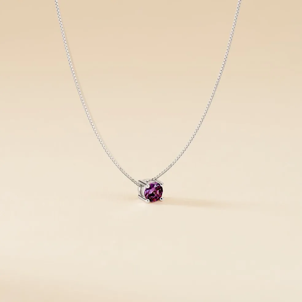 Collier Solitaire Argent Blanc Rio Santa Teresa Oxyde De Zirconium