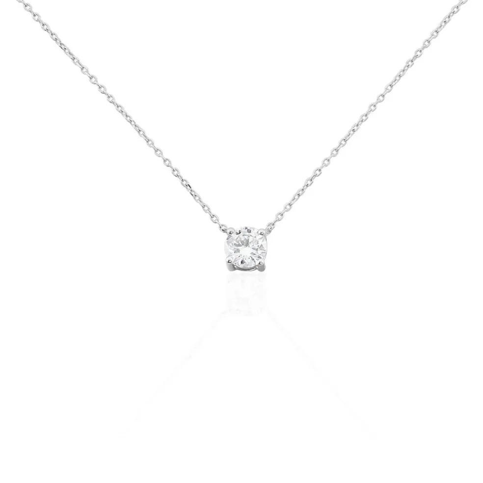 Collier Solitaire Victoria Platine Blanc Diamant