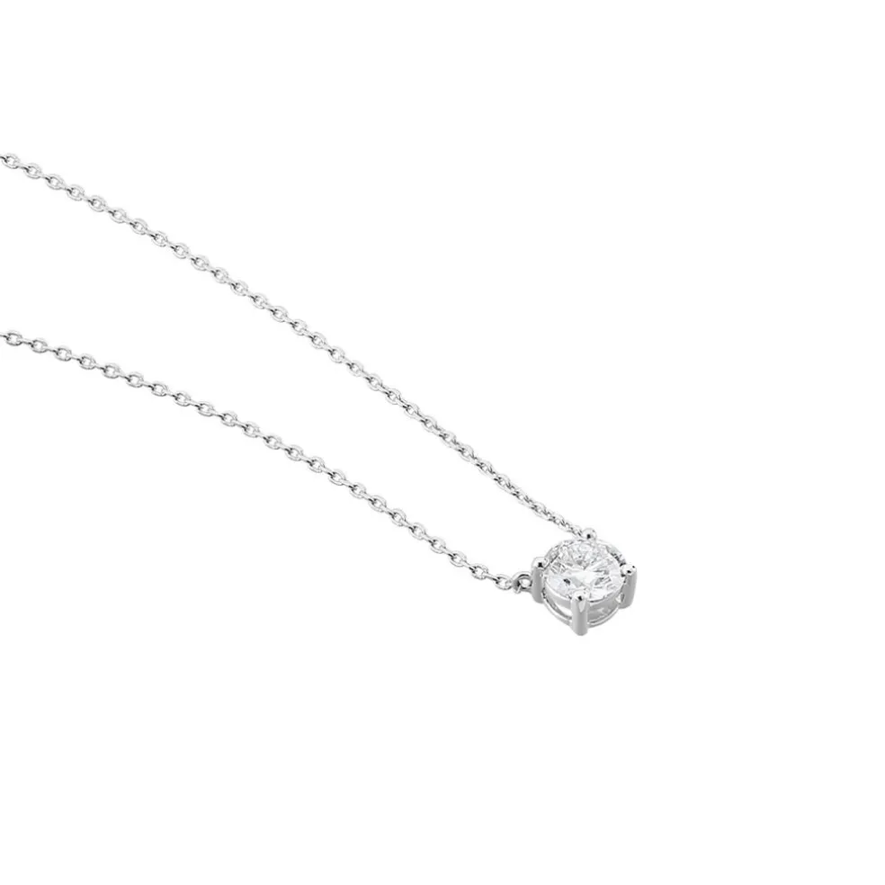 Collier Solitaire Victoria Platine Blanc Diamant
