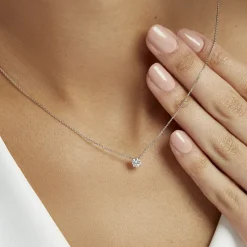 Collier Solitaire Victoria Platine Blanc Diamant