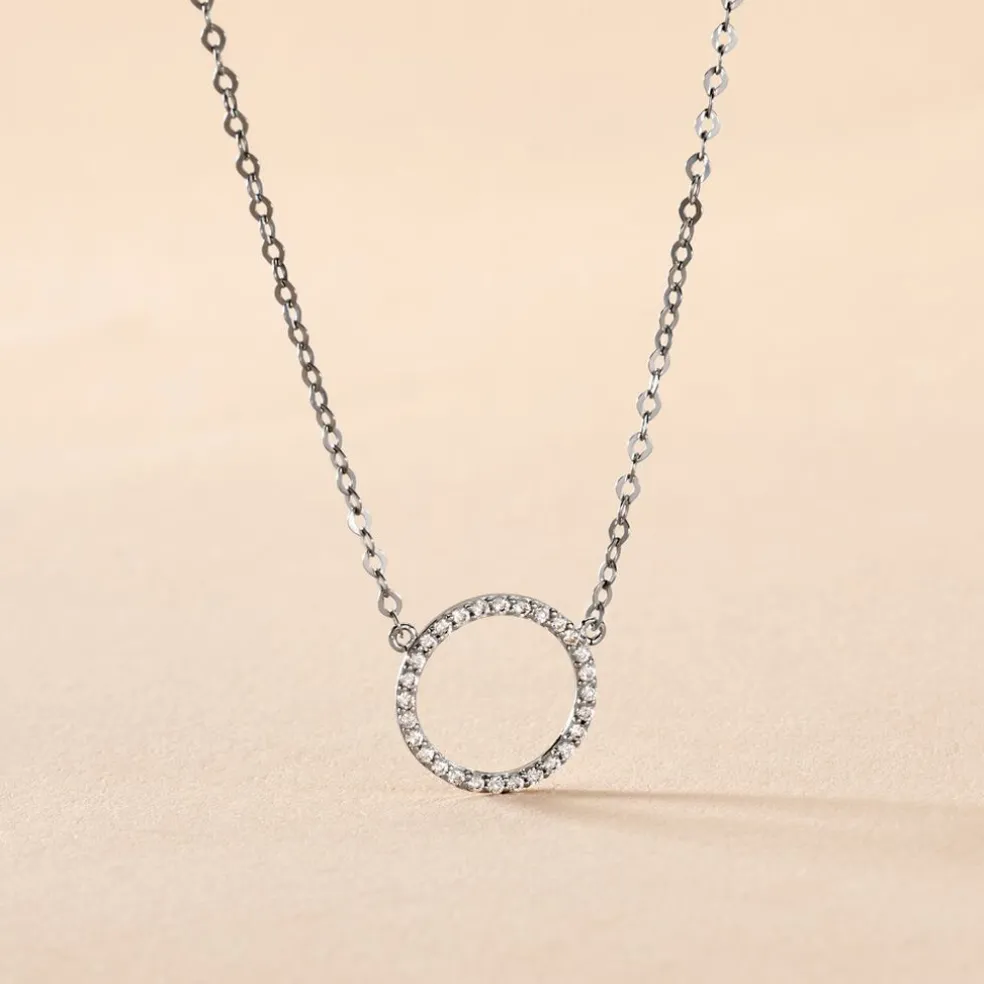 Collier Stip Or Blanc Oxyde De Zirconium