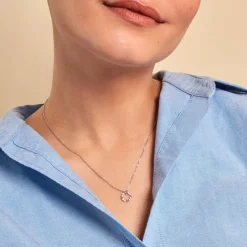 Collier Sueda Argent Blanc Oxyde De Zirconium