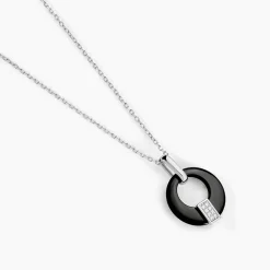 Collier Suzanne Argent Blanc Céramique Et Oxyde De Zirconium