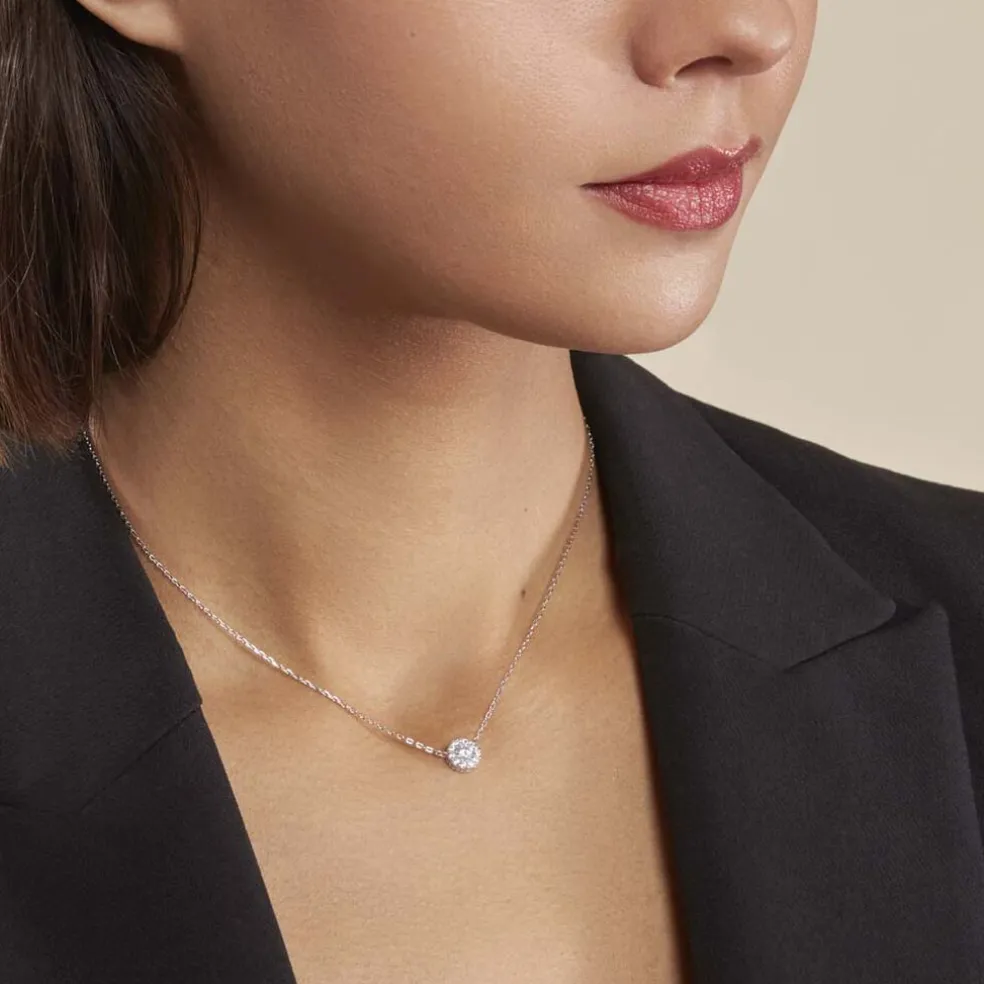 Collier Swanny Argent Blanc Oxyde De Zirconium