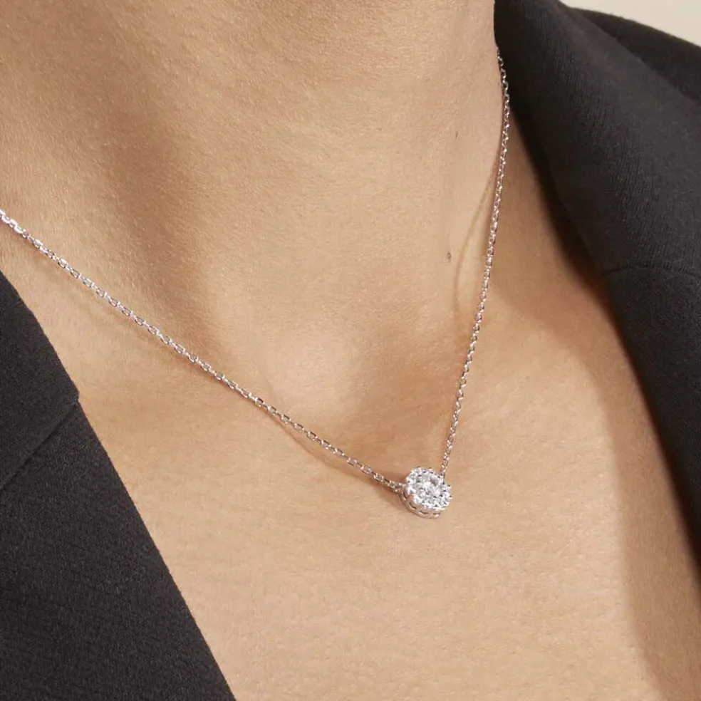 Collier Swanny Argent Blanc Oxyde De Zirconium