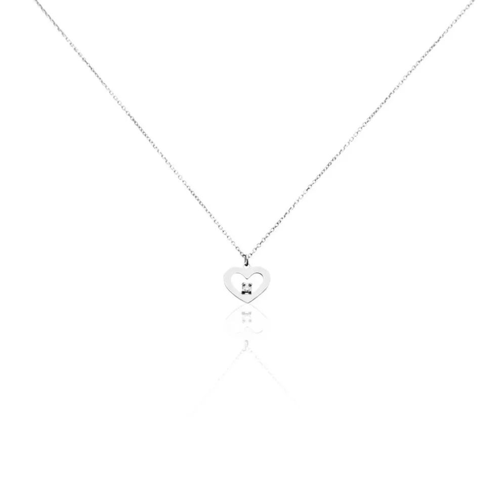 Collier Sweet Heart Or Blanc Diamant