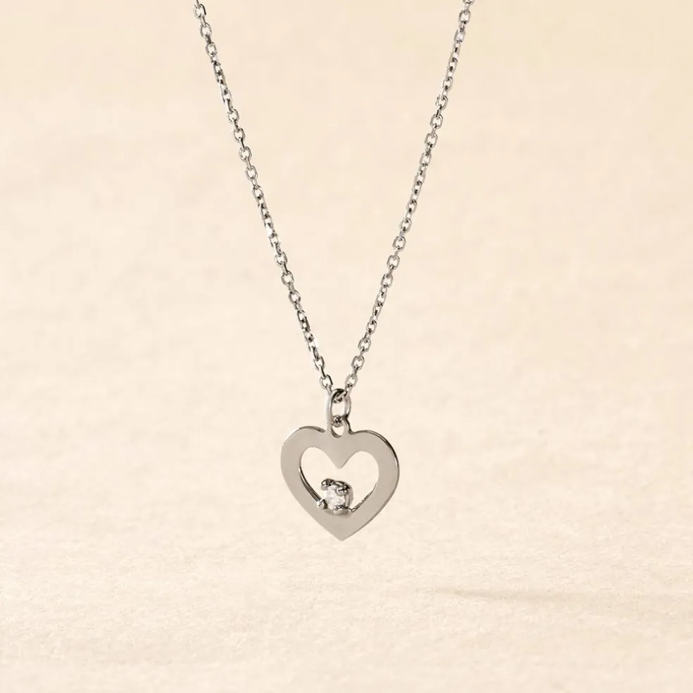 Collier Sweet Heart Or Blanc Diamant