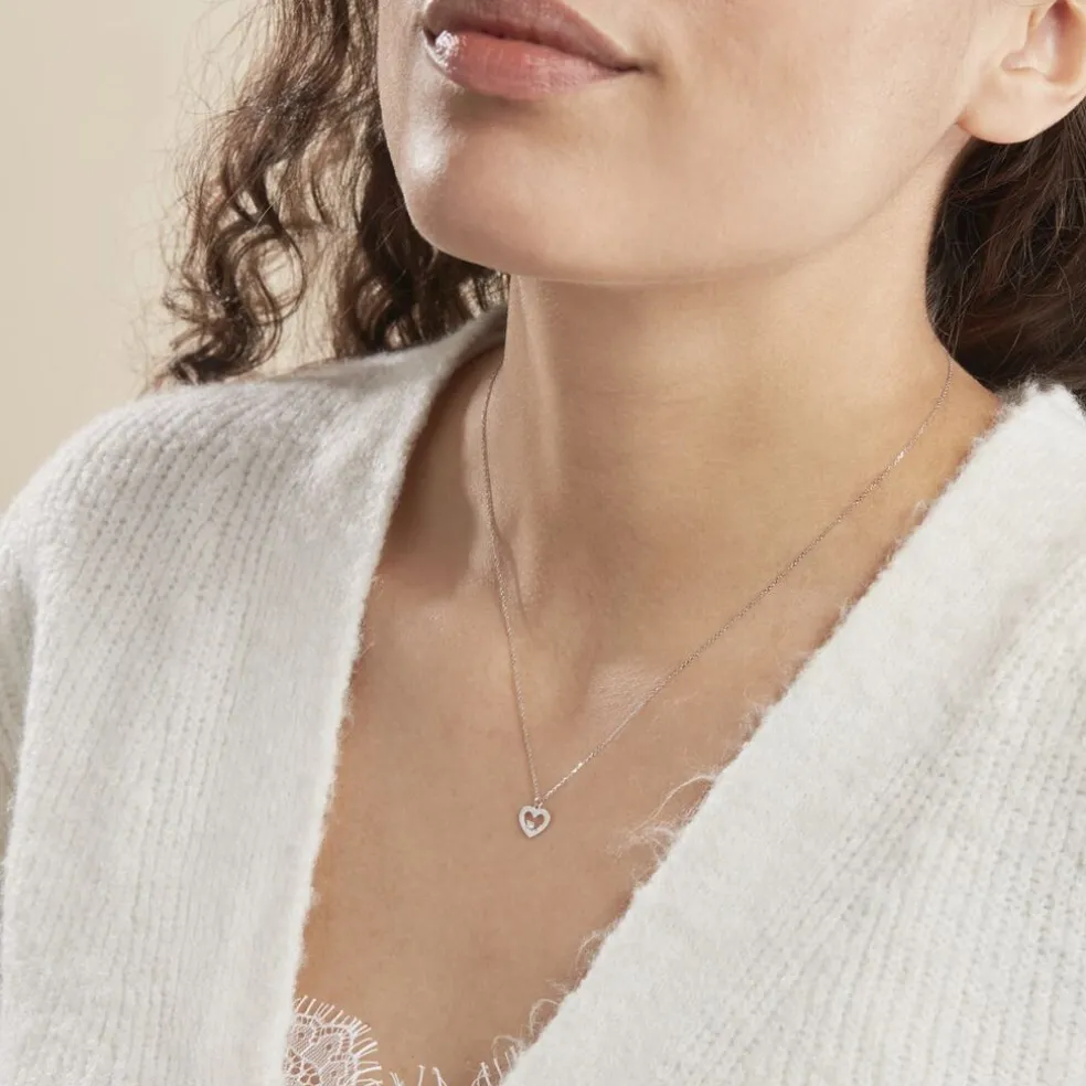 Collier Sweet Heart Or Blanc Diamant